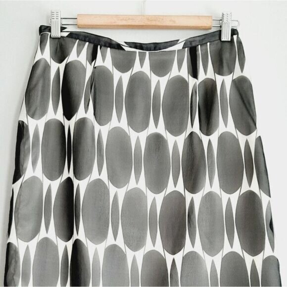 SILKLAND / 100% Silk Knee Length Bottom Ruffle Layered Skirt B&W Sz S / 6 Flawed - Picture 2 of 12
